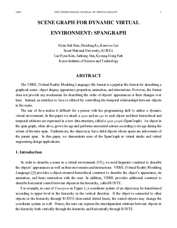 (PDF) Scene Graph For Dynamic Virtual Environment: Spangraph