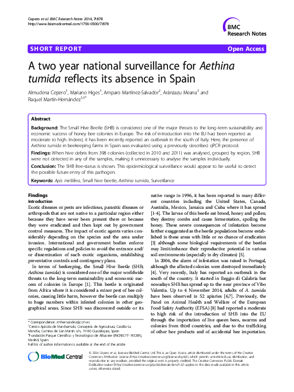 (PDF) A two year national surveillance for Aethina tumida reflects its ...