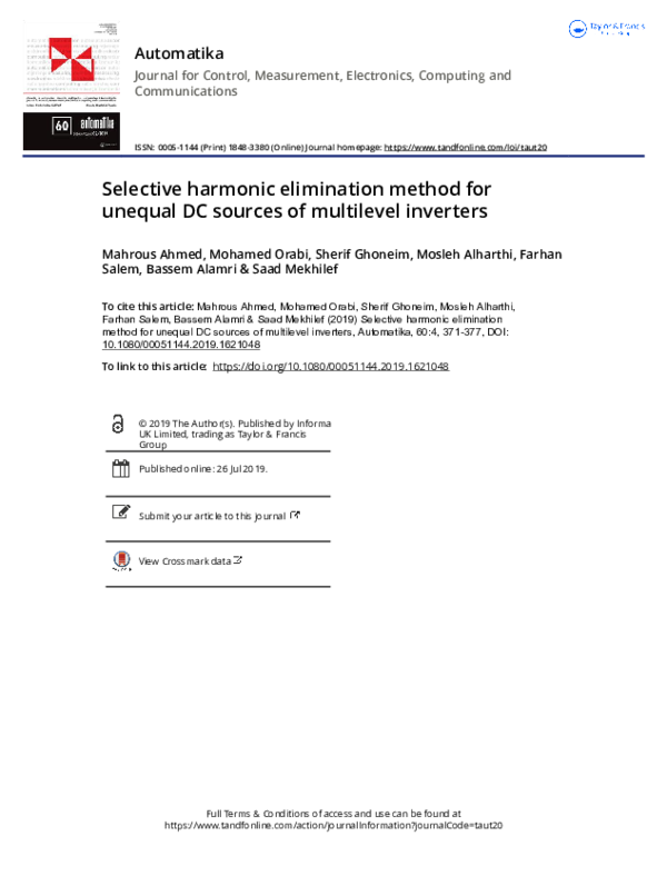 (PDF) Selective harmonic elimination method for unequal DC sources of ...