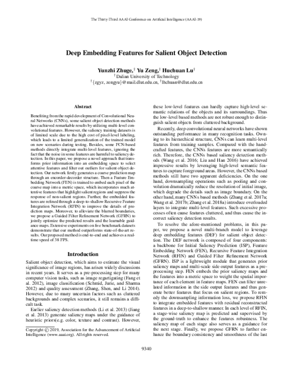 (PDF) Deep Embedding Features for Salient Object Detection