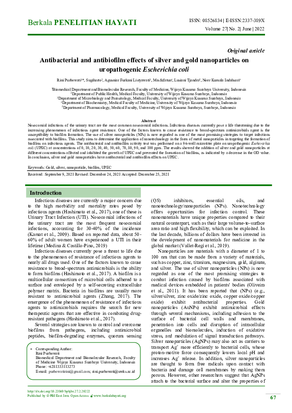 (PDF) Antibacterial and antibiofilm effect of silver and gold ...