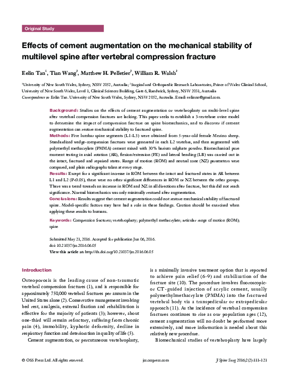 (PDF) Effects of cement augmentation on the mechanical stability of