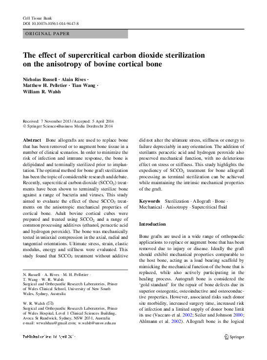 (PDF) The effect of supercritical carbon dioxide sterilization on the ...