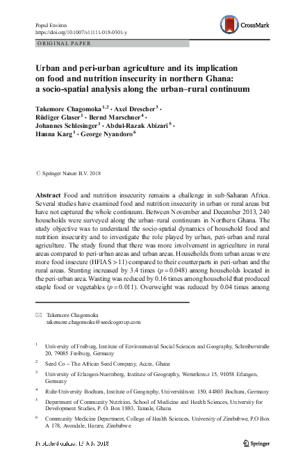 (PDF) Urban and peri-urban agriculture and its implication on food and ...