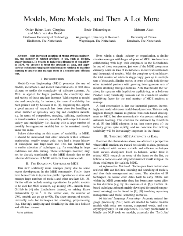 (PDF) Models, More Models, and Then a Lot More