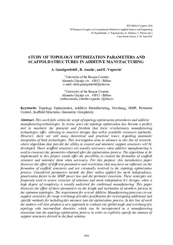 (PDF) Study of Topology Optimization Parameters and Scaffold Structures ...