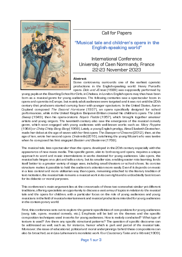 (PDF) Musical tale and children's opera in the English-speaking world