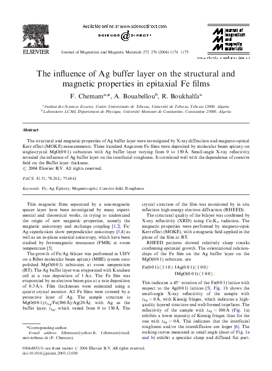 (PDF) The influence of Ag buffer layer on the structural and magnetic ...