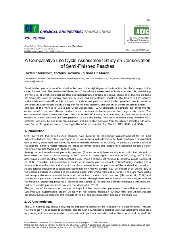 (PDF) A comparative life cycle assessment study on conservation of semi ...