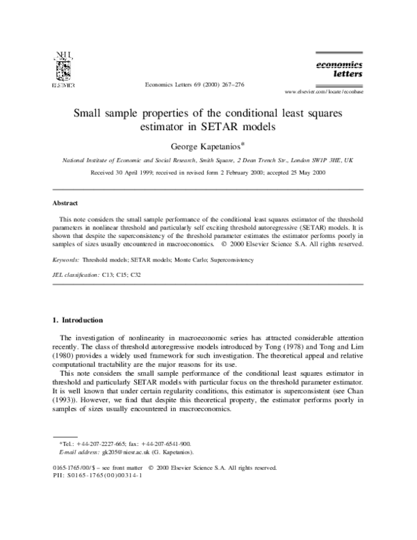 (PDF) Small sample properties of the conditional least squares ...