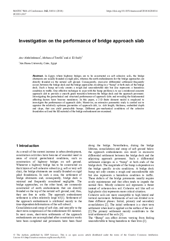 (PDF) Investigation on the performance of bridge approach slab