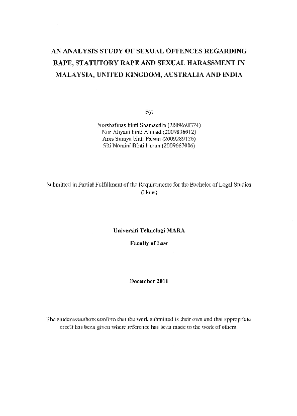 (PDF) An analysis study of sexual offenses regarding rape, statutory ...