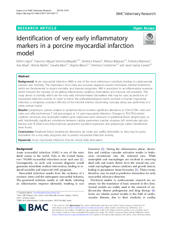 (PDF) Identification of very early inflammatory markers in a porcine ...