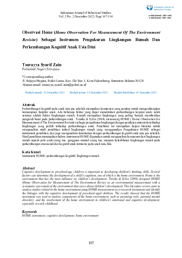 (PDF) Observasi Home (Home Observation For Measurement Of The ...