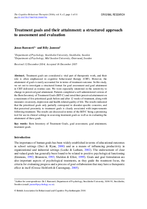 (PDF) Treatment goals and their attainment: a structured approach to ...