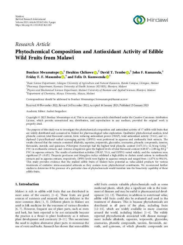 (PDF) Phytochemical Composition and Antioxidant Activity of Edible Wild ...