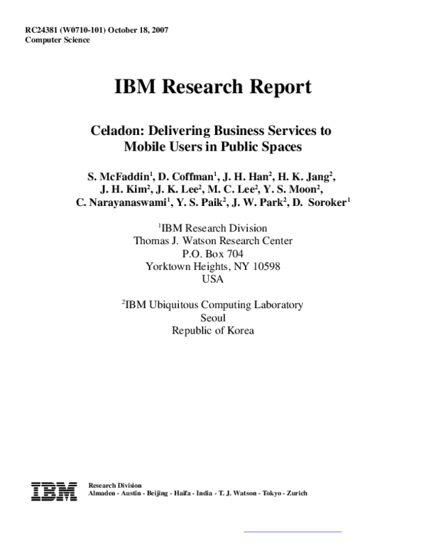 (PDF) IBM Research Report Celadon: Delivering Business Services to ...
