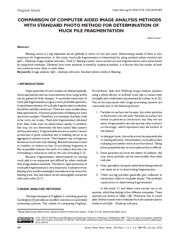(PDF) Comparison of Computer Aided Image Analysis Methods with Standard ...