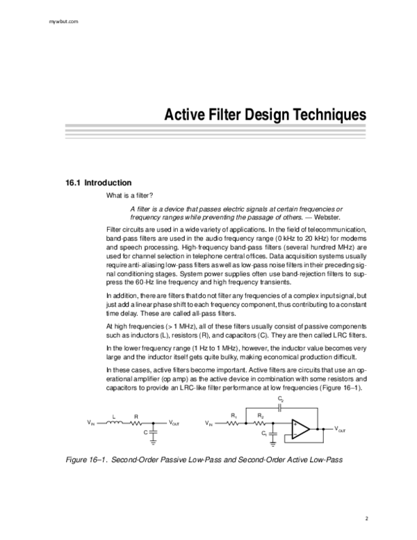 (PDF) Active Filter Design Techniques