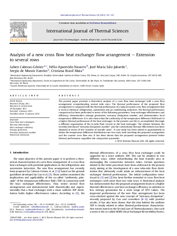 (PDF) Analysis of a new cross flow heat exchanger flow arrangement ...