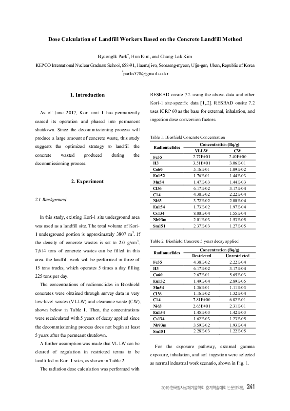 (PDF) Dose Calculation of Landfill Workers Based on the Concrete ...