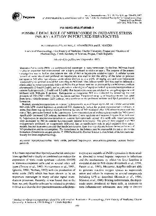 (PDF) Possible dual role of nitric oxide in oxidative stress injury: A ...