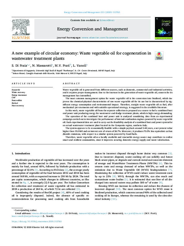 (PDF) A new example of circular economy: Waste vegetable oil for ...