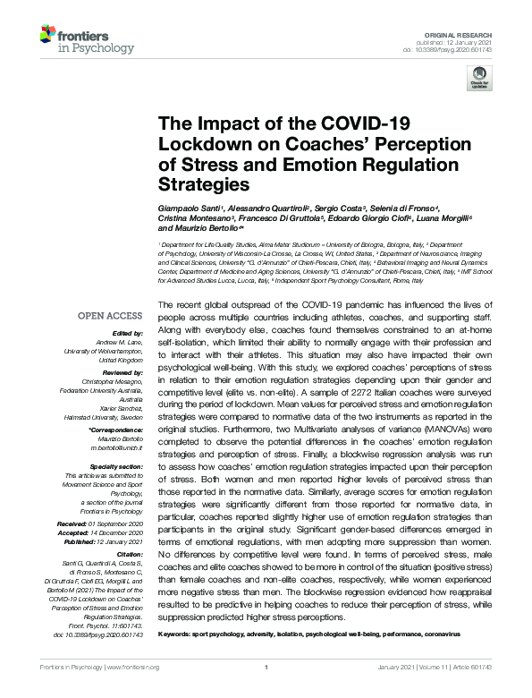 (PDF) The Impact of the COVID-19 Lockdown on Coaches’ Perception of ...