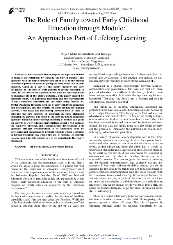 (PDF) The Role of Family toward Early Childhood Education through ...