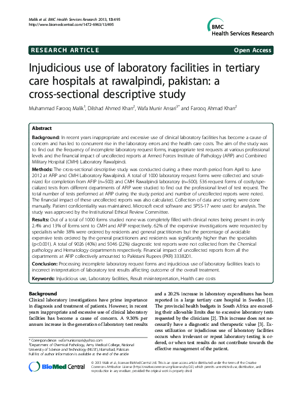 (PDF) Injudicious use of laboratory facilities in tertiary care ...