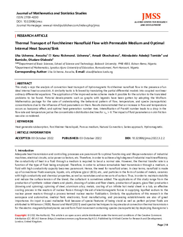 (PDF) Thermal Transport of Forchheimer Nanofluid Flow with Permeable ...