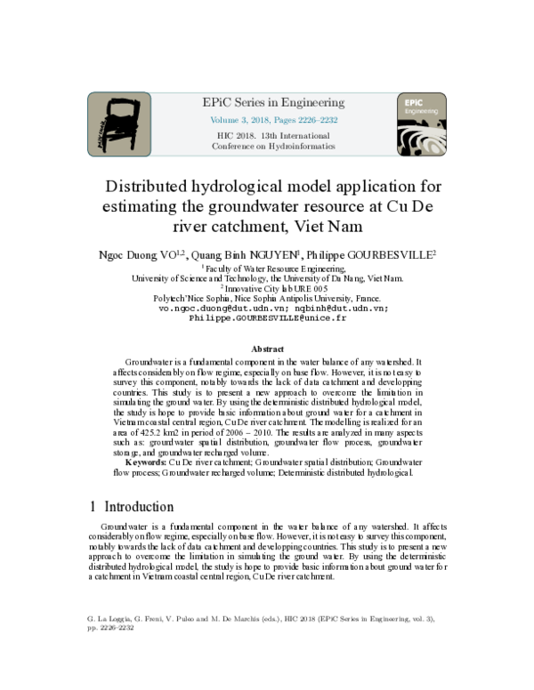 (PDF) Distributed Hydrological Model Application for Estimating the ...