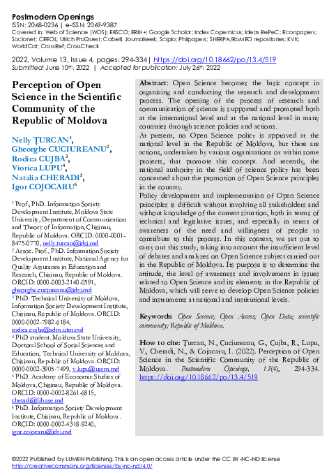 (PDF) Perception of Open Science in the Scientific Community of the ...