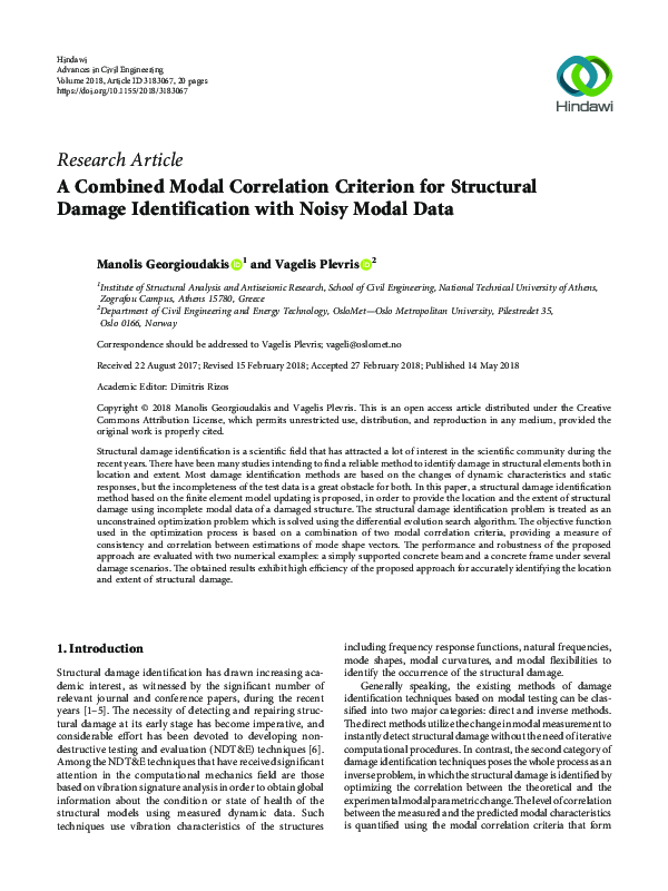 (PDF) A Combined Modal Correlation Criterion for Structural Damage ...
