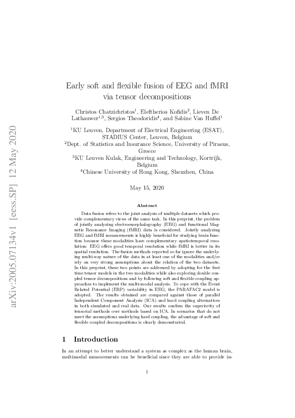 (PDF) Early soft and flexible fusion of EEG and fMRI via tensor ...
