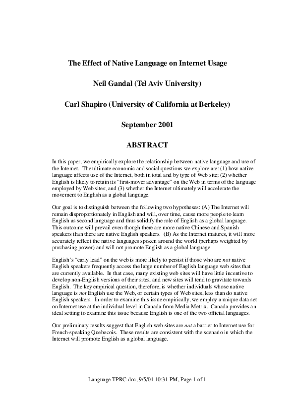 (PDF) The Effect of Native Language on Internet Usage
