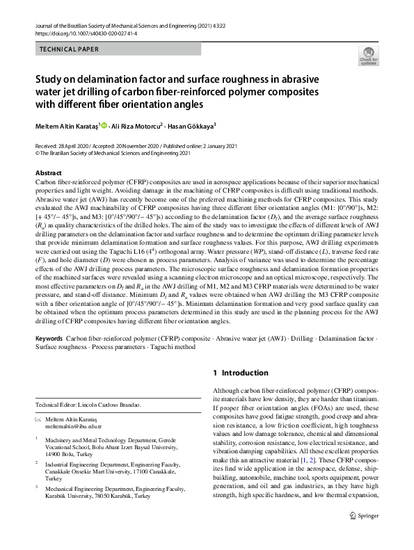 (PDF) Study on delamination factor and surface roughness in abrasive ...