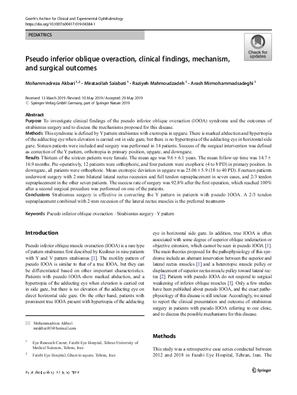 (PDF) Pseudo inferior oblique overaction, clinical findings, mechanism ...