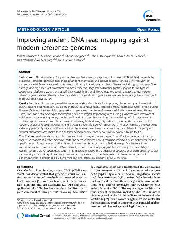 (PDF) Improving ancient DNA read mapping against modern reference genomes