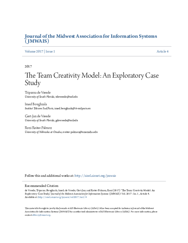(PDF) The Team Creativity Model: An Exploratory Case Study