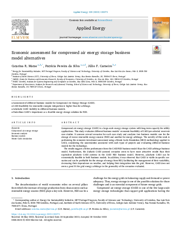 (PDF) Economic assessment for compressed air energy storage business ...