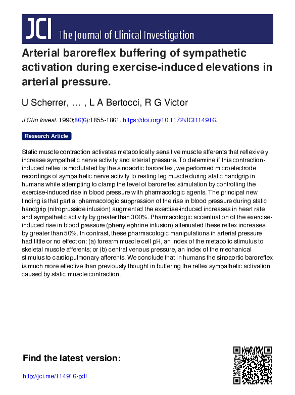 (PDF) Arterial baroreflex buffering of sympathetic activation during ...