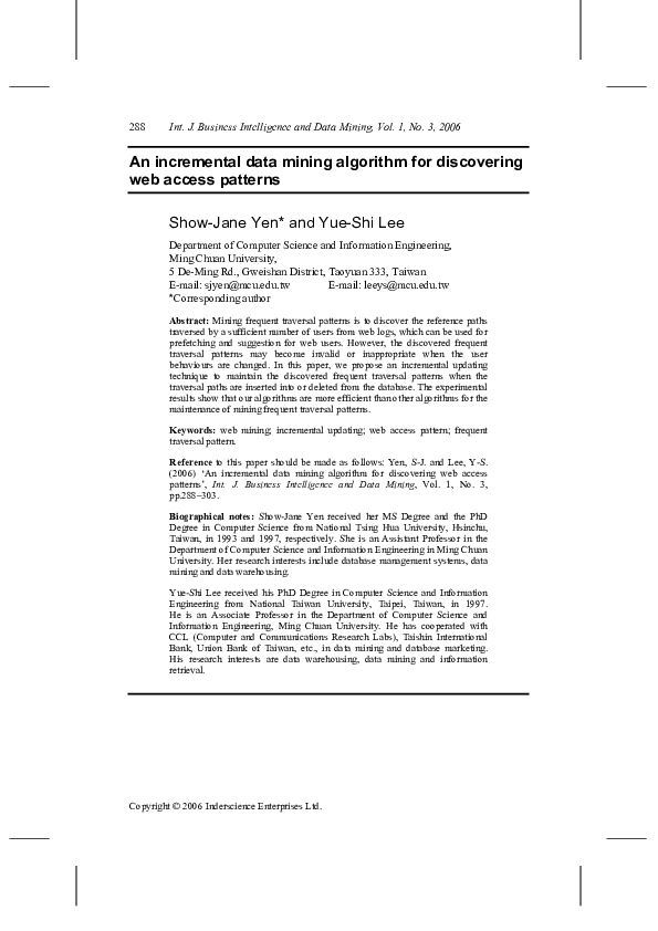 (PDF) An incremental data mining algorithm for discovering web access ...