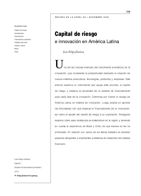(PDF) Capital de riesgo e innovación en América Latina