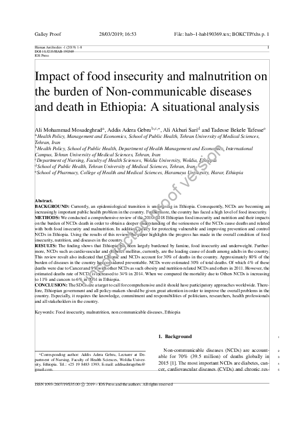 (PDF) Impact of food insecurity and malnutrition on the burden of Non ...