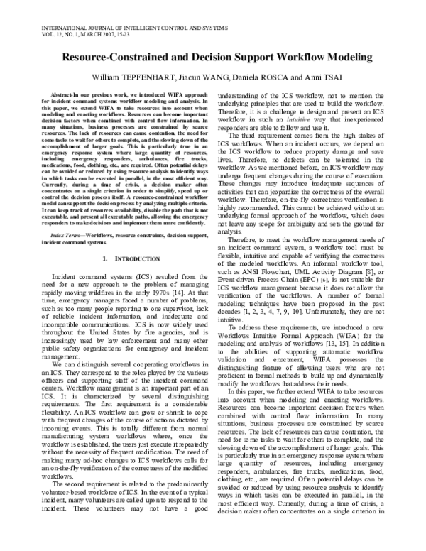 (PDF) Resource-Constrained and Decision Support Workflow Modeling