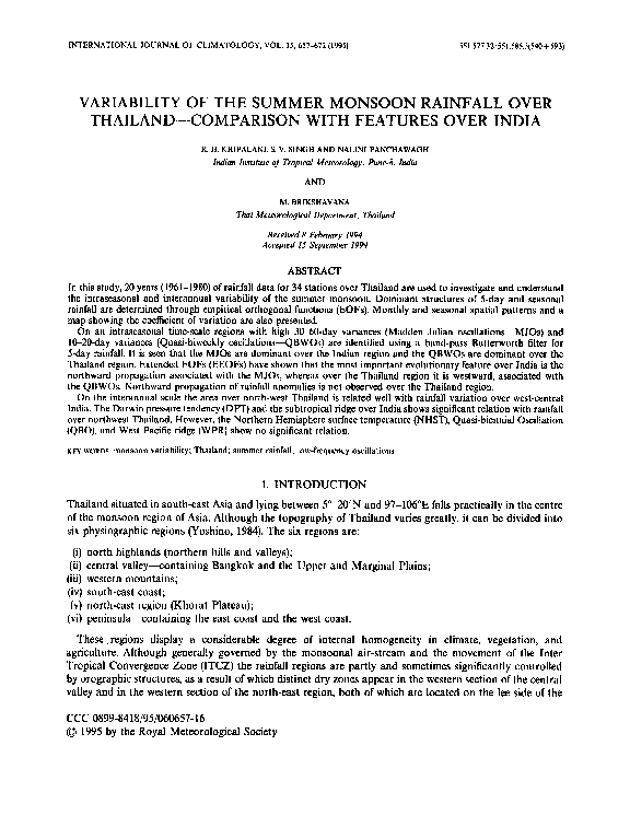 (PDF) Variability of the summer monsoon rainfall over Thailand ...