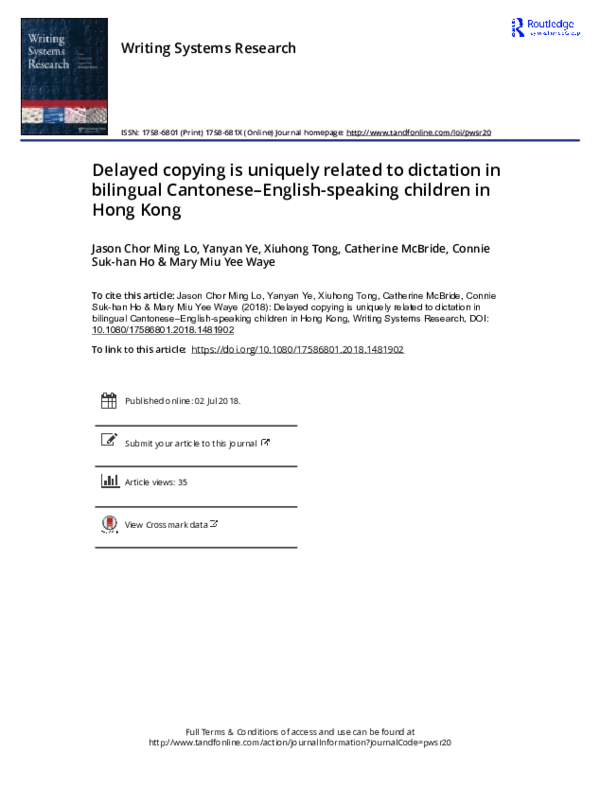 (PDF) Delayed copying is uniquely related to dictation in bilingual ...