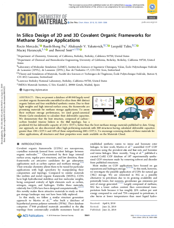 (PDF) In Silico Design of 2D and 3D Covalent Organic Frameworks for ...