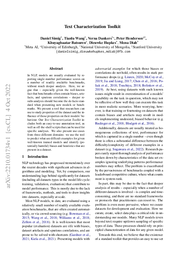 (PDF) Text Characterization Toolkit